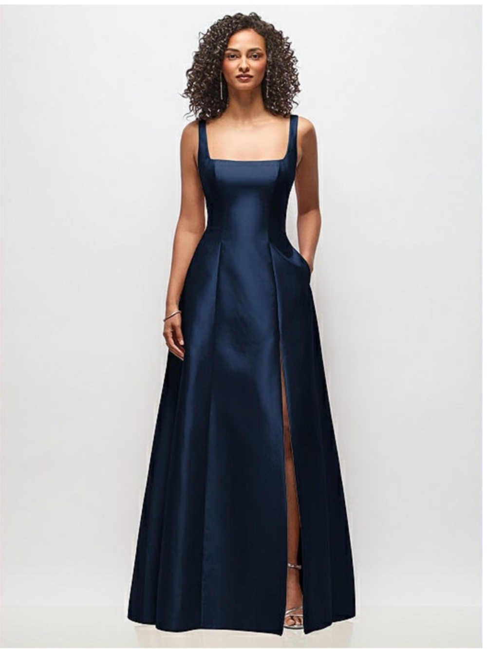 Alfred Sung: Square Neck Satin A-Line Gown (NWT)